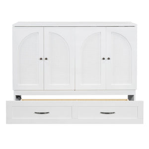 HomeRoots White Wood Full Murphy Bed with Drawers - Stylish Space-Saving Solution for Small Rooms & Guests 606520