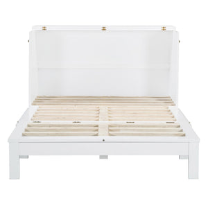 HomeRoots White Wood Full Murphy Bed with Drawers - Stylish Space-Saving Solution for Small Rooms & Guests 606520