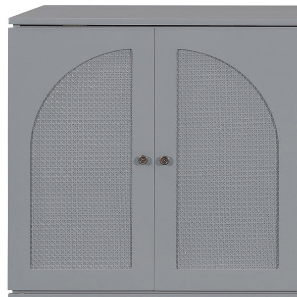 HomeRoots Gray Wood Queen Murphy Bed with Hidden Drawers – Space-Saving Elegance for Modern Living Rooms 606521