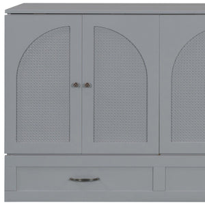 HomeRoots Gray Wood Queen Murphy Bed with Hidden Drawers – Space-Saving Elegance for Modern Living Rooms 606521