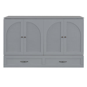 HomeRoots Gray Wood Queen Murphy Bed with Hidden Drawers – Space-Saving Elegance for Modern Living Rooms 606521