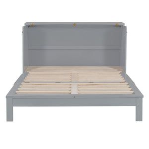 HomeRoots Gray Wood Queen Murphy Bed with Hidden Drawers – Space-Saving Elegance for Modern Living Rooms 606521
