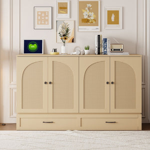 HomeRoots Gold Queen Murphy Bed with Drawers - Elegant Wooden Design for Space-Saving Comfort & Luxury Living 606522