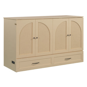 HomeRoots Gold Queen Murphy Bed with Drawers - Elegant Wooden Design for Space-Saving Comfort & Luxury Living 606522