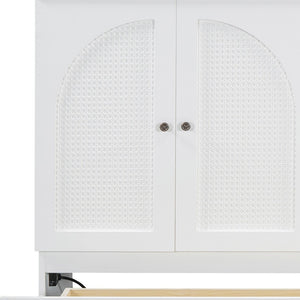 HomeRoots White Wood Queen Murphy Bed with Storage Drawers – Versatile Space-Saving Design for Elegant Bedrooms 606523