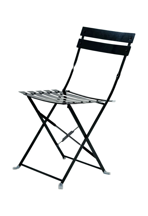 HomeRoots Set of Two Stylish Black Aluminum Folding Dining Chairs for Outdoor Comfort & Easy Storage 606524