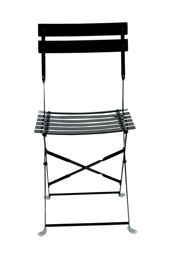 HomeRoots Set of Two Stylish Black Aluminum Folding Dining Chairs for Outdoor Comfort & Easy Storage 606524