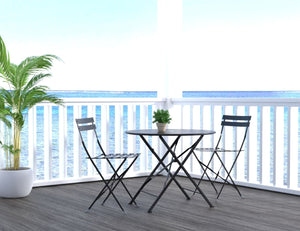 HomeRoots Set of Two Stylish Black Aluminum Folding Dining Chairs for Outdoor Comfort & Easy Storage 606524