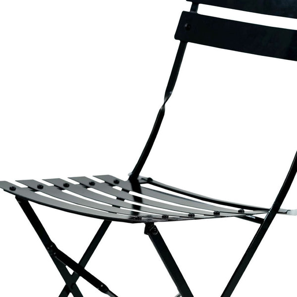 HomeRoots Set of Two Stylish Black Aluminum Folding Dining Chairs for Outdoor Comfort & Easy Storage 606524