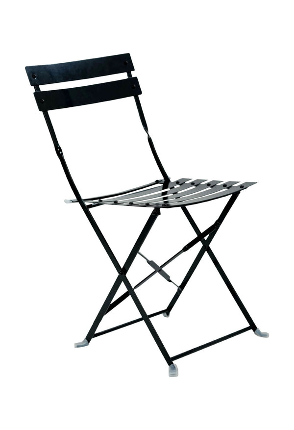 HomeRoots Set of Two Stylish Black Aluminum Folding Dining Chairs for Outdoor Comfort & Easy Storage 606524
