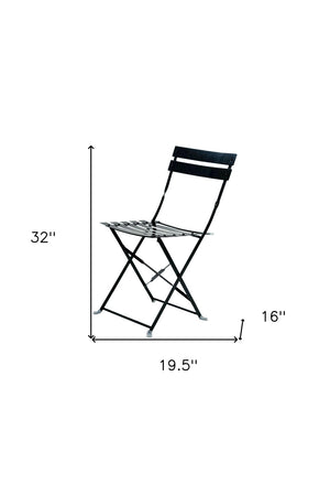 HomeRoots Set of Two Stylish Black Aluminum Folding Dining Chairs for Outdoor Comfort & Easy Storage 606524