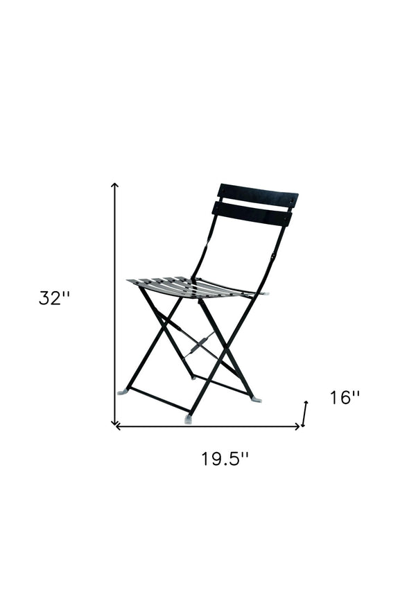 HomeRoots Set of Two Stylish Black Aluminum Folding Dining Chairs for Outdoor Comfort & Easy Storage 606524