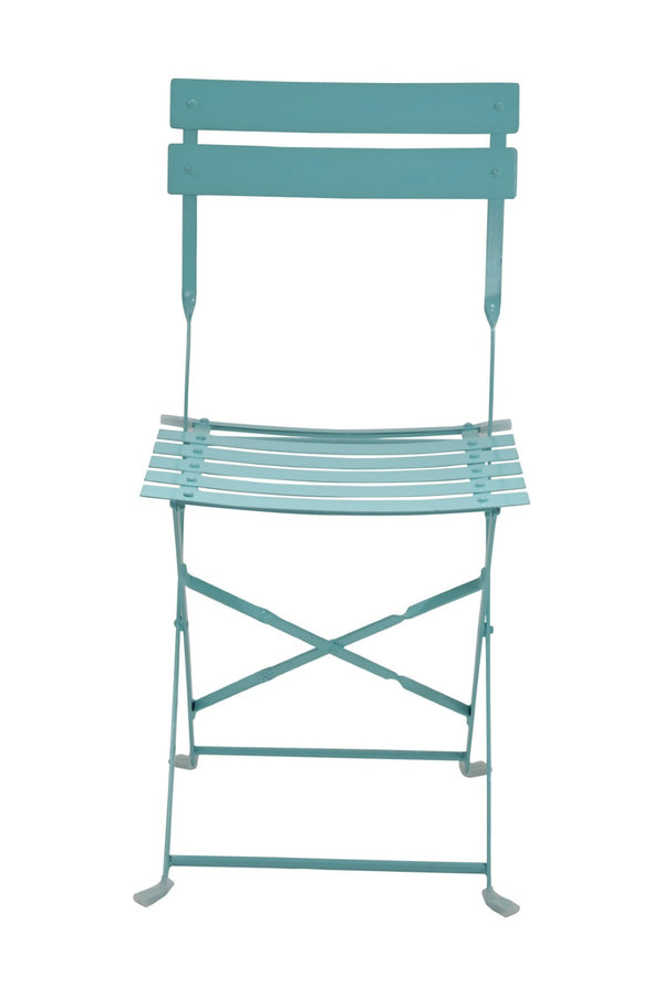 HomeRoots Set of Two Teal Blue Aluminum Outdoor Folding Dining Chairs - Stylish, Durable & Versatile Seating! 606525