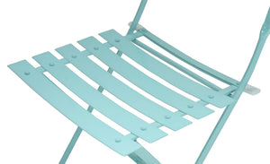HomeRoots Set of Two Teal Blue Aluminum Outdoor Folding Dining Chairs - Stylish, Durable & Versatile Seating! 606525