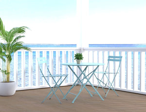 HomeRoots Set of Two Teal Blue Aluminum Outdoor Folding Dining Chairs - Stylish, Durable & Versatile Seating! 606525
