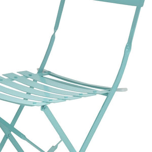 HomeRoots Set of Two Teal Blue Aluminum Outdoor Folding Dining Chairs - Stylish, Durable & Versatile Seating! 606525
