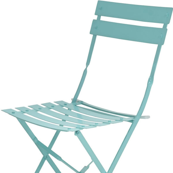 HomeRoots Set of Two Teal Blue Aluminum Outdoor Folding Dining Chairs - Stylish, Durable & Versatile Seating! 606525