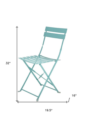 HomeRoots Set of Two Teal Blue Aluminum Outdoor Folding Dining Chairs - Stylish, Durable & Versatile Seating! 606525