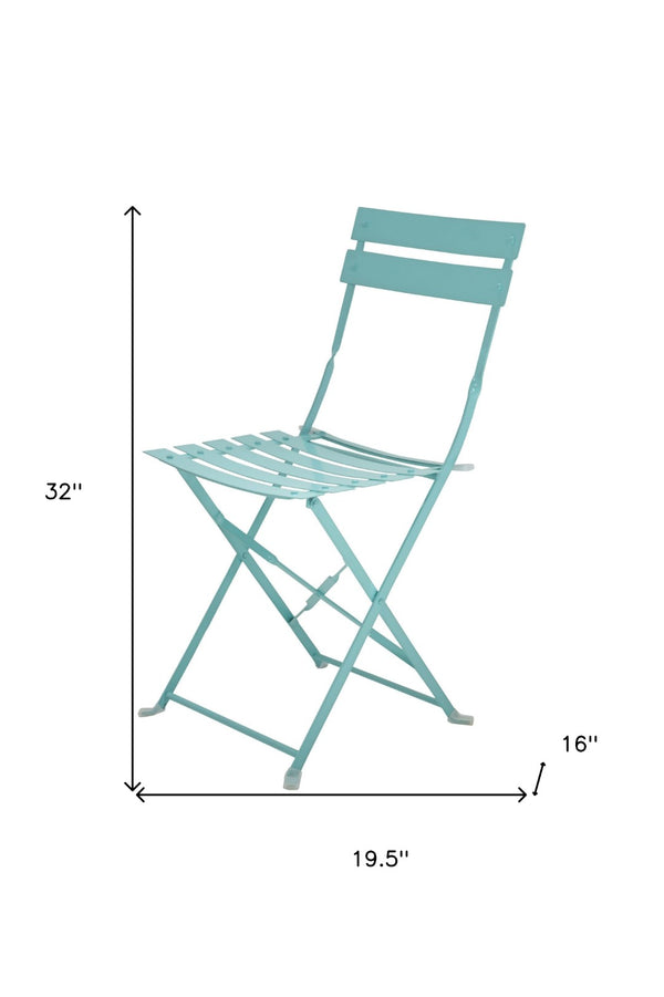 HomeRoots Set of Two Teal Blue Aluminum Outdoor Folding Dining Chairs - Stylish, Durable & Versatile Seating! 606525