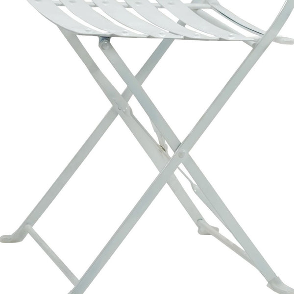 HomeRoots Set of Two White Aluminum Outdoor Folding Dining Chairs - Stylish, Lightweight, and Space-Saving! 606526