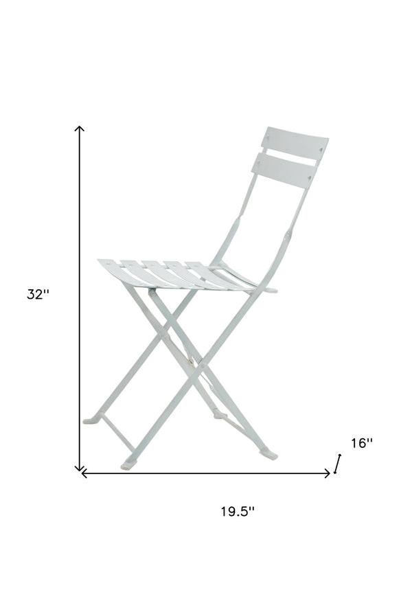 HomeRoots Set of Two White Aluminum Outdoor Folding Dining Chairs - Stylish, Lightweight, and Space-Saving! 606526