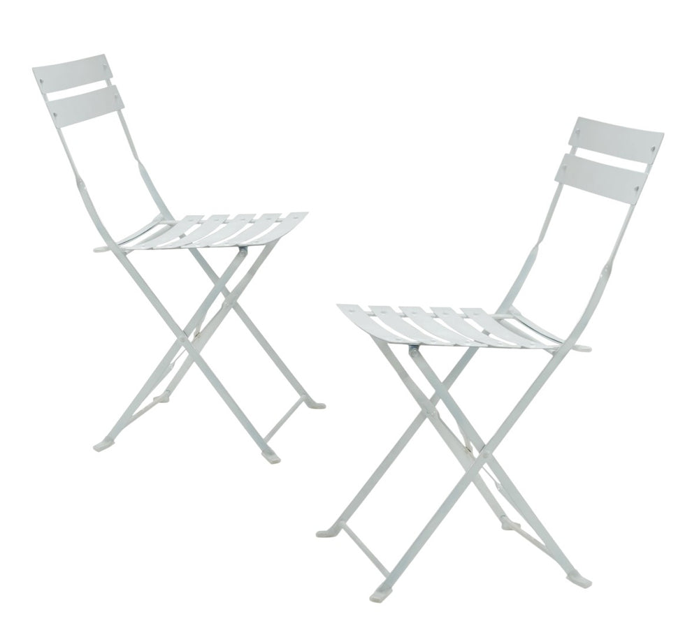 HomeRoots Set of Two White Aluminum Outdoor Folding Dining Chairs - Stylish, Lightweight, and Space-Saving! 606526
