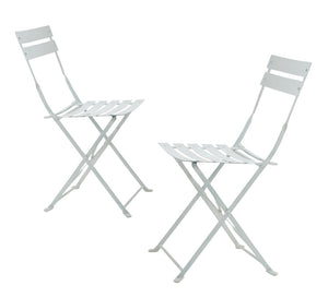 HomeRoots Set of Two White Aluminum Outdoor Folding Dining Chairs - Stylish, Lightweight, and Space-Saving! 606526
