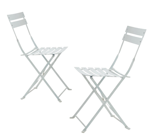 HomeRoots Set of Two White Aluminum Outdoor Folding Dining Chairs - Stylish, Lightweight, and Space-Saving! 606526