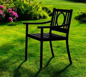 HomeRoots 24" Black Steel Geo Back Outdoor Arm Chair - Stylish, Durable, and Versatile Seating for Modern Patios 606527