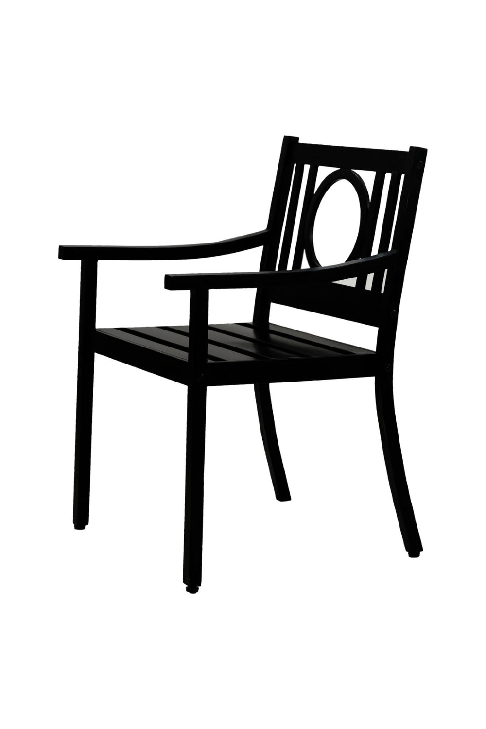 HomeRoots 24" Black Steel Geo Back Outdoor Arm Chair - Stylish, Durable, and Versatile Seating for Modern Patios 606527