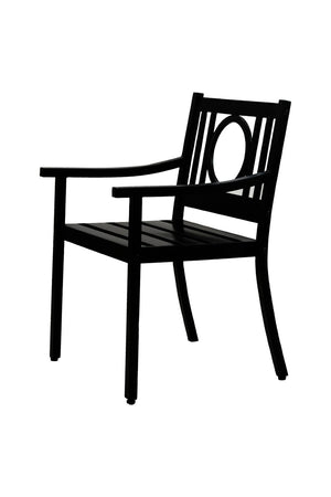 HomeRoots 24" Black Steel Geo Back Outdoor Arm Chair - Stylish, Durable, and Versatile Seating for Modern Patios 606527