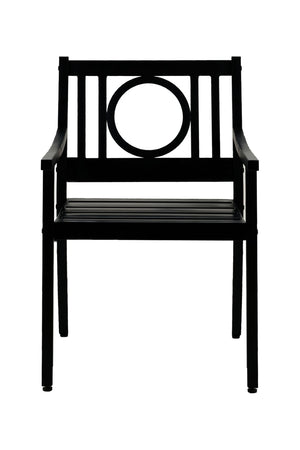 HomeRoots 24" Black Steel Geo Back Outdoor Arm Chair - Stylish, Durable, and Versatile Seating for Modern Patios 606527
