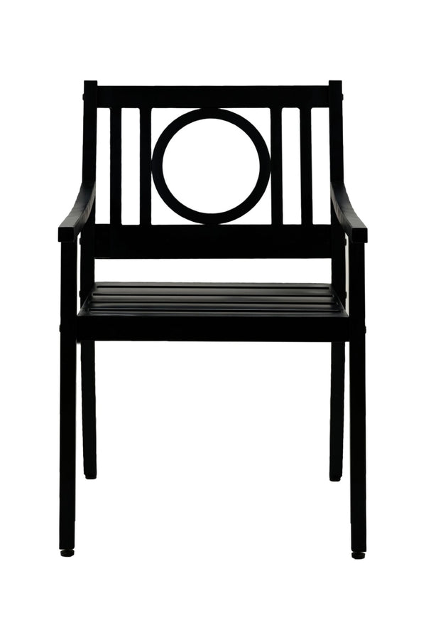 HomeRoots 24" Black Steel Geo Back Outdoor Arm Chair - Stylish, Durable, and Versatile Seating for Modern Patios 606527