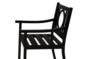 HomeRoots 24" Black Steel Geo Back Outdoor Arm Chair - Stylish, Durable, and Versatile Seating for Modern Patios 606527