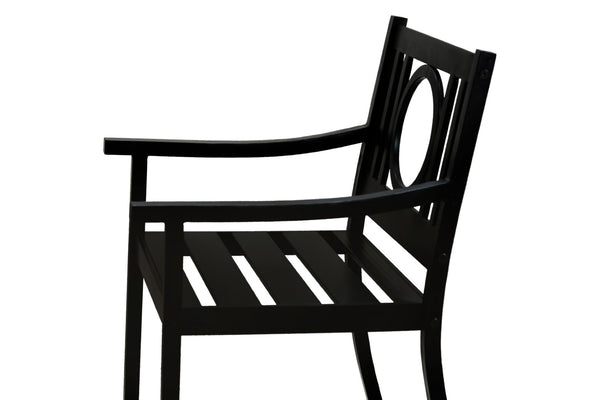 HomeRoots 24" Black Steel Geo Back Outdoor Arm Chair - Stylish, Durable, and Versatile Seating for Modern Patios 606527