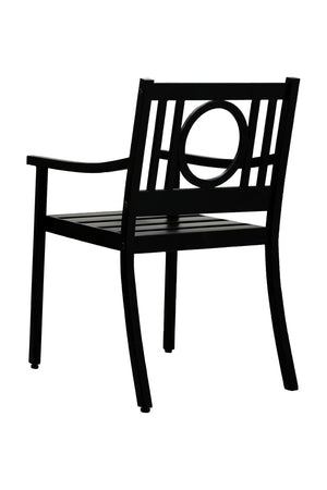 HomeRoots 24" Black Steel Geo Back Outdoor Arm Chair - Stylish, Durable, and Versatile Seating for Modern Patios 606527