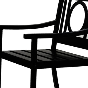 HomeRoots 24" Black Steel Geo Back Outdoor Arm Chair - Stylish, Durable, and Versatile Seating for Modern Patios 606527
