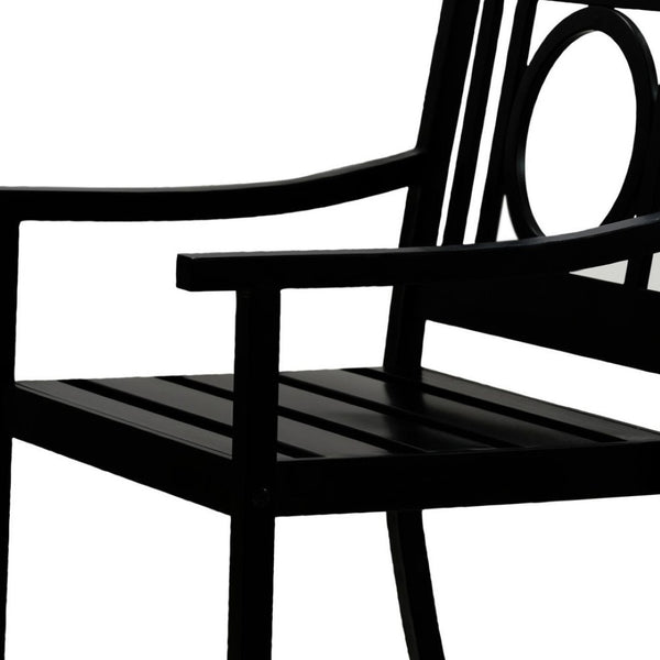 HomeRoots 24" Black Steel Geo Back Outdoor Arm Chair - Stylish, Durable, and Versatile Seating for Modern Patios 606527