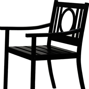 HomeRoots 24" Black Steel Geo Back Outdoor Arm Chair - Stylish, Durable, and Versatile Seating for Modern Patios 606527