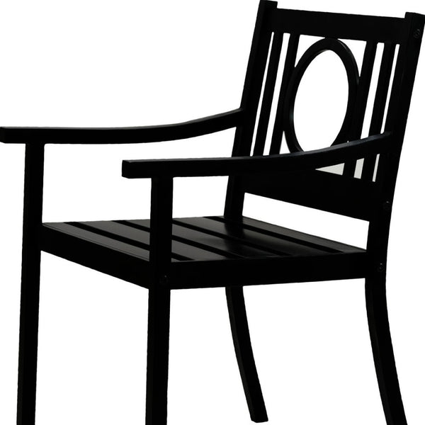 HomeRoots 24" Black Steel Geo Back Outdoor Arm Chair - Stylish, Durable, and Versatile Seating for Modern Patios 606527