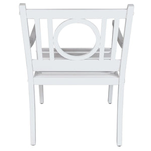 HomeRoots 24" White Steel Geo Back Outdoor Arm Chair - Modern Comfort, Durable Design for Stylish Relaxation 606528