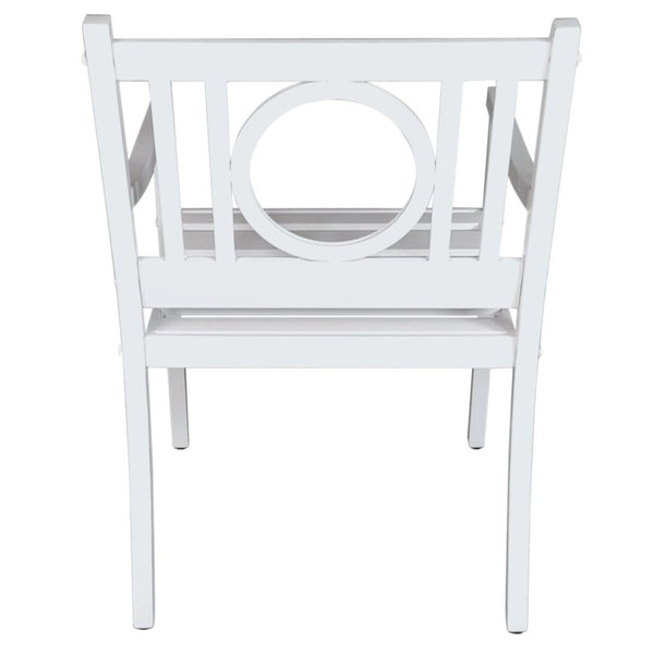 HomeRoots 24" White Steel Geo Back Outdoor Arm Chair - Modern Comfort, Durable Design for Stylish Relaxation 606528