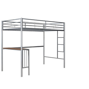 HomeRoots Silver Metal Twin Loft Bed with Desk Space, Stylishly Designed for Small Rooms and Durability 606531