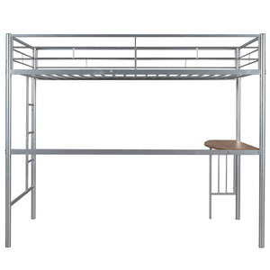 HomeRoots Silver Metal Twin Loft Bed with Desk Space, Stylishly Designed for Small Rooms and Durability 606531