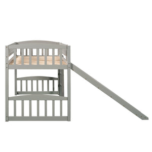 HomeRoots Gray Solid Wood Twin Loft Bed with Slide – Space-Saving Design for Kids' Rooms, Play Areas & More! 606532