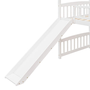 HomeRoots White Canopy Solid Wood Twin Loft Bed with Slide - Stylish, Durable, and Perfect for Playful Bedrooms 606536