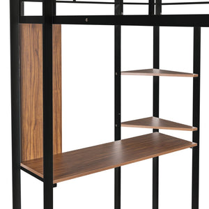 HomeRoots Black Metal Twin Loft Bed with Desk - Space-Saving Design for Small Rooms, Durable & Stylish Solution 606548