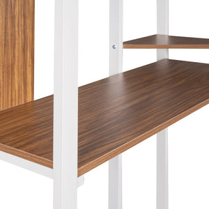 HomeRoots White Slat Metal Twin Loft Bed with Integrated Desk – Stylish Space-Saving Design for Sleep & Study 606549