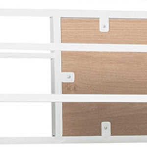 HomeRoots White Slat Metal Twin Loft Bed with Desk - Space-Saving Design for Kids’ Room & Productive Workspace 606552