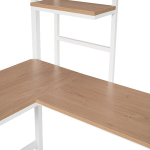 HomeRoots White Slat Metal Twin Loft Bed with Desk - Space-Saving Design for Kids’ Room & Productive Workspace 606552